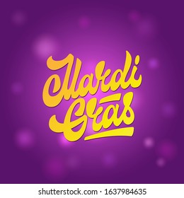 Mardi Gras hand lettering. Vector illustration calligraphy Greeting card. 