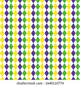 Mardi Gras harlequin diamond geometric seamless pattern.