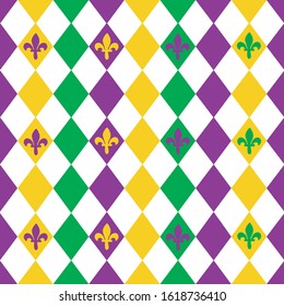 Mardi gras harlequin seamless pattern. Harlequin background for print on textile or paper.