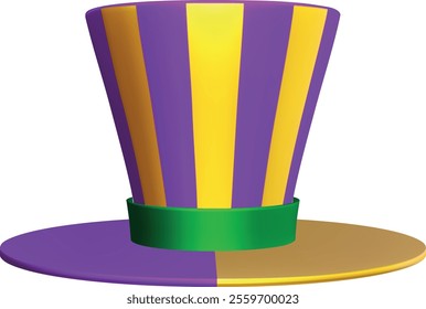 mardi gras hat. isolated party hat with mardi gras colors