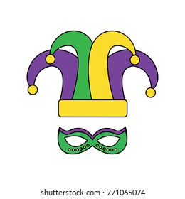 mardi gras hat jester and mask carnival