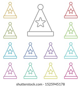 Mardi gras, hat multi color icon. Simple thin line, outline vector of Mardi Gras icons for UI and UX, website or mobile application