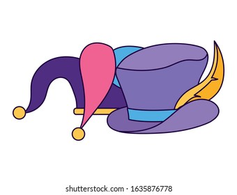 Mardi gras hats design, Party carnival decoration celebration festival holiday fun new orleans and traditional theme Vector illustration