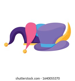 Mardi gras hats design, Party carnival decoration celebration festival holiday fun new orleans and traditional theme Vector illustration