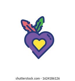 Mardi gras heart design, Party carnival decoration celebration festival holiday fun new orleans and traditional theme Vector illustration