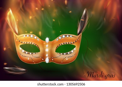 Mardi Gras holiday background. Vector template suitable for greeting cards, invitations, posters, prints. EPS10. - Vector
