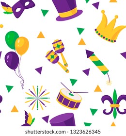 Mardi Gras holyday seamless pattern