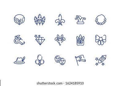Mardi gras icon set design, Party carnival decoration celebration festival holiday fun new orleans and traditional theme Vector illustration