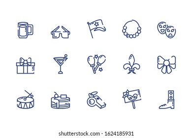 Mardi gras icon set design, Party carnival decoration celebration festival holiday fun new orleans and traditional theme Vector illustration