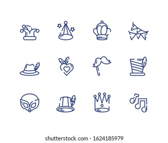 Mardi gras icon set design, Party carnival decoration celebration festival holiday fun new orleans and traditional theme Vector illustration