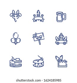 Mardi gras icon set design, Party carnival decoration celebration festival holiday fun new orleans and traditional theme Vector illustration