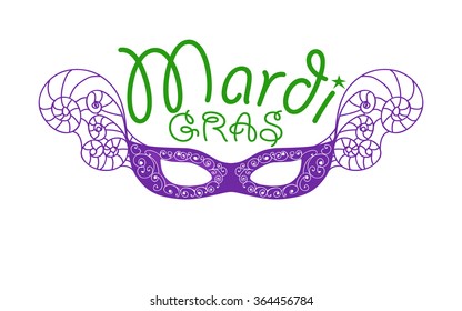 Mardi Gras icon. Vector mask, isolated on white background. Parade