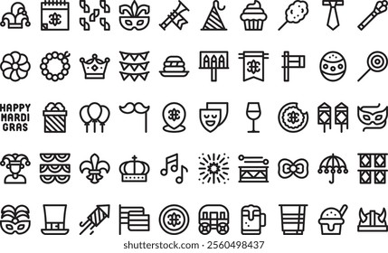 Mardi gras icons High-Quality Vector Icons Collection with Editable Stroke. Ideal for Professional and Creative Projects.