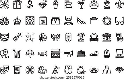 Mardi gras icons High-Quality Vector Icons Collection with Editable Stroke. Ideal for Professional and Creative Projects