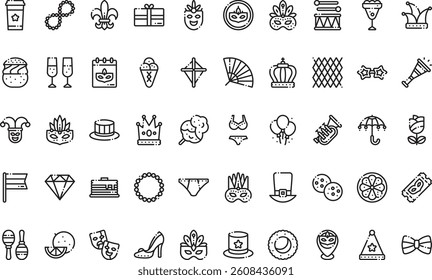 Mardi gras icons High-Quality Vector Icons Collection with Editable Stroke. Ideal for Professional and Creative Projects