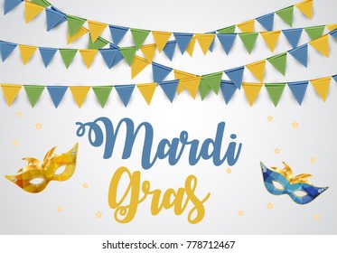 Mardi Gras Illustration. Celebration Greeting Card Background. Vector EPS 10