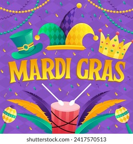 mardi gras illustration in gradient design style with ornaments mardi gras