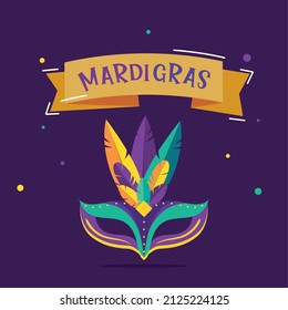 Mardi gras invitational poster Mask with feathers Vector