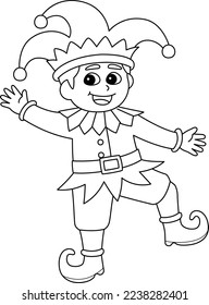 Mardi Gras Jester Boy Isolated Coloring Page