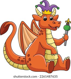 Mardi Gras Jester Dragon Cartoon Colored Clipart 