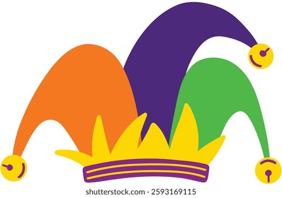 Mardi Gras Jester Hat Hand Drawn Vector Illustration