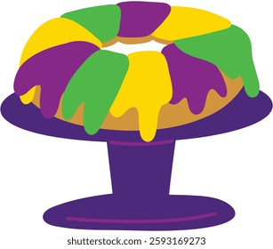 Mardi Gras King Cake Hand Drawn Vector Illustration