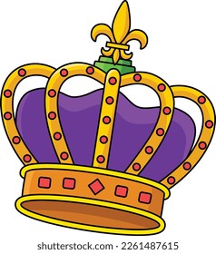 Mardi Gras King Crown Cartoon Colorido Clipart 