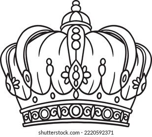 Mardi Gras King Crown Isolated Coloring Page 