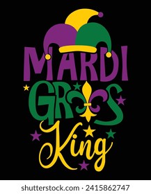 Mardi Gras King Happy Mardi Gras shirt print template, Carnival festival nola fat Tuesday new Orleans shirt design