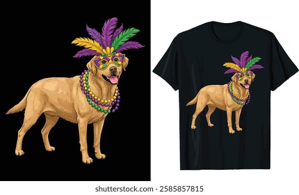 Mardi Gras Labrador Retriever T-Shirt Design