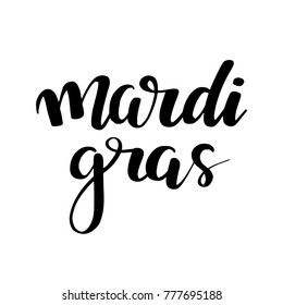 Mardi Gras Lettering Banner, black phrase isolated on white background