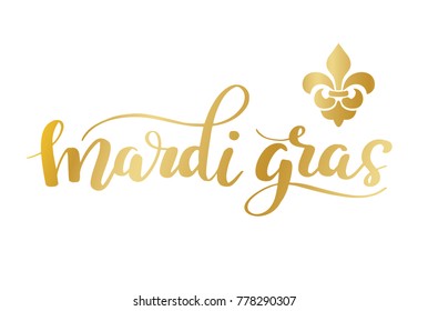 Mardi Gras Lettering Banner with Swirl Elements and florishes designs.