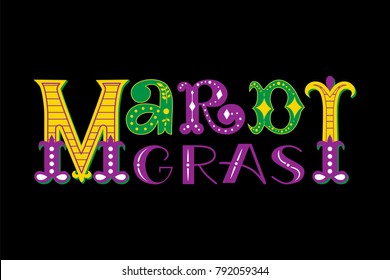 Mardi Gras Lettering Design. Vector text.