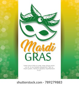 mardi gras lettering poster with mask carnival banner