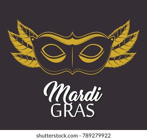 mardi gras lettering poster with mask carnival banner