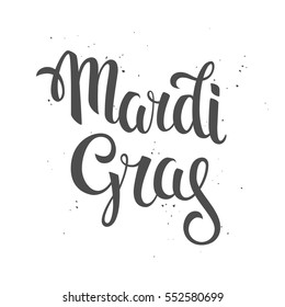 Mardi gras logo. Hand drawn lettering on a grunge background.
