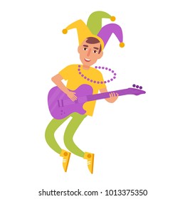 Mardi Gras man. Vector. Cartoon. Isolated art on white background. Flat