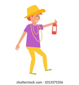 Mardi Gras man. Vector. Cartoon. Isolated art on white background. Flat
