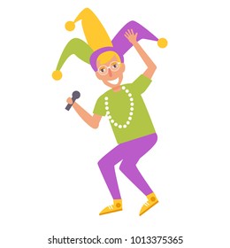 Mardi Gras man. Vector. Cartoon. Isolated art on white background. Flat
