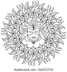 Mardi Gras mandala coloring page for holiday creativity, Masquerade patterned complex mask vector illustration