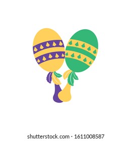 Mardi gras maracas design, Party carnival decoration celebration festival holiday fun new orleans and traditional theme Vector illustration