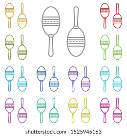 Mardi gras, maracas multi color icon. Simple thin line, outline vector of Mardi Gras icons for UI and UX, website or mobile application
