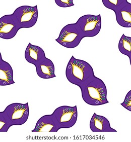 Mardi gras mask background design, Party carnival decoration celebration festival holiday fun new orleans and traditional theme Vector illustration