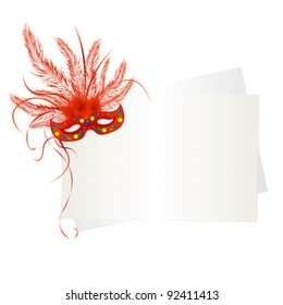 Mardi Gras Mask And Card On White Background