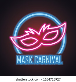 mardi gras for mask carnival with neon light effect. vector illustration