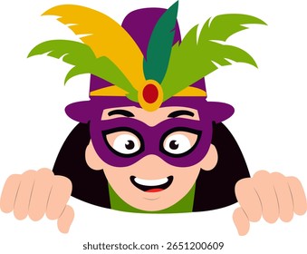 Cartoon Máscara do Mardi Gras, Cartoon Máscara do Mardi Gras Reveler