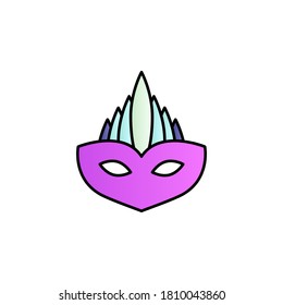 Mardi gras, mask color gradient vector icon