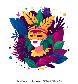 Mardi Gras mask, colorful poster, template, flyer. Vector illustration