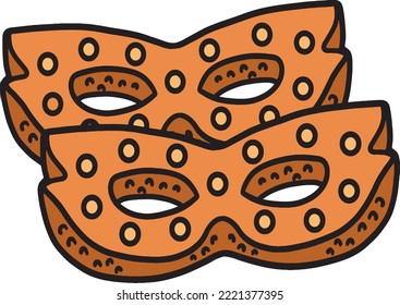 Mardi Gras Mask Cookies Cartoon Colored Clipart