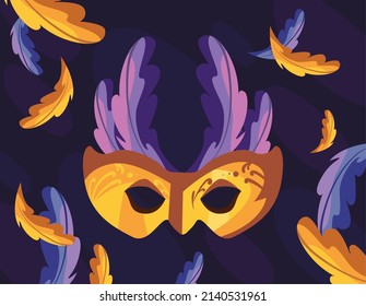 mardi gras mask design with feathers